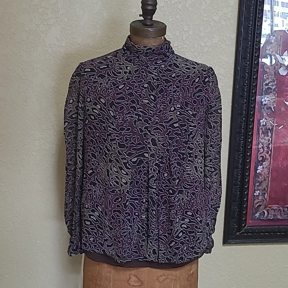 Tory Burch 100% Silk Animal Print Blouse Size 4